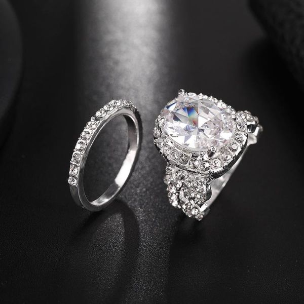

wedding rings charm silver color for women luxury zircon engagement ring jewelry birthday gifts, Slivery;golden