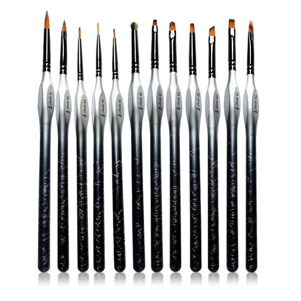 

nail art kits professional brush set 12pcs gel brush, tips builder painting pen for home and salon use