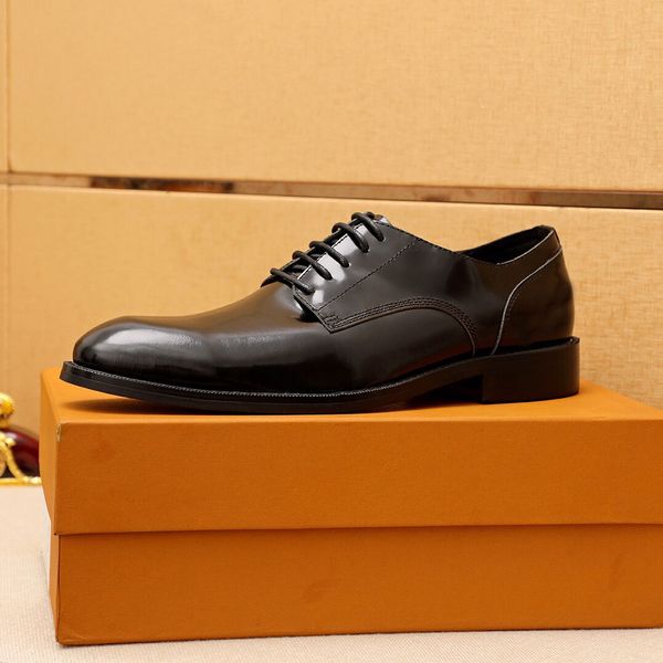 

men dress shoes business fashion elegant formal party wedding flats mens brand designer lace up office oxfords size 38-45, Black