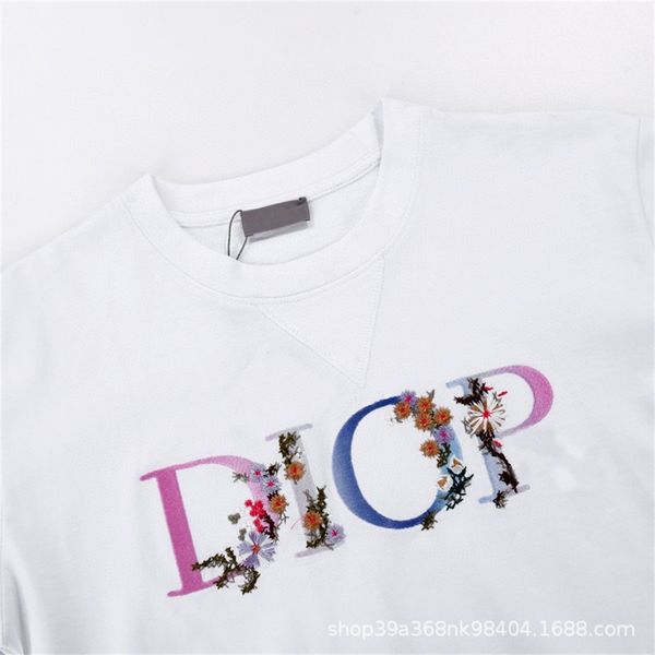 

chao brand cd family gradual change flower short sleeve t-shirt women's 21 new color letter cotton round neck half sleeve t-shirtli, White