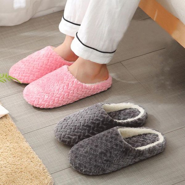 

slippers women indoor warm plush home slipper autumn winter shoes woman house flat floor soft slient slides for bedroom, Black