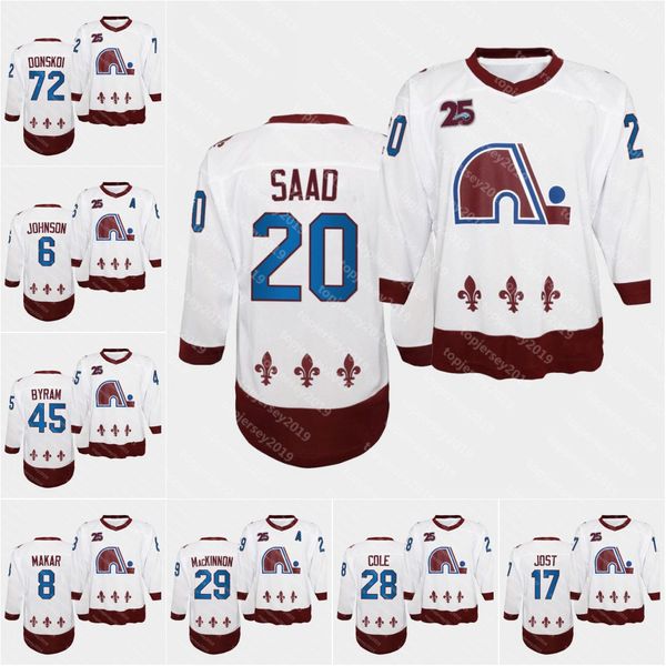 

colorado avalanche joe sakic 2021 reverse retro youth jersey cale makar mikko rantanen gabriel landeskog nathan mackinnon ian cole johnson, Black