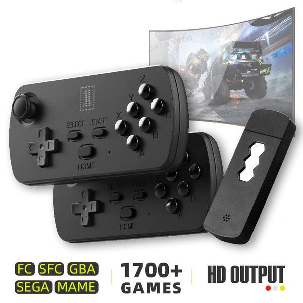 

4k retro game console usb wireless handheld tv build in 1700+ support for gba/mame
