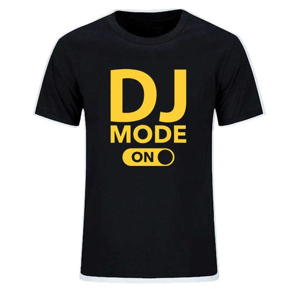 Männer T-shirt DJ Modus Auf T Shirts 100% Baumwolle Lustige Design Drucken Kurzarm Homme Camisetas Hip Hop Top Tees 210629