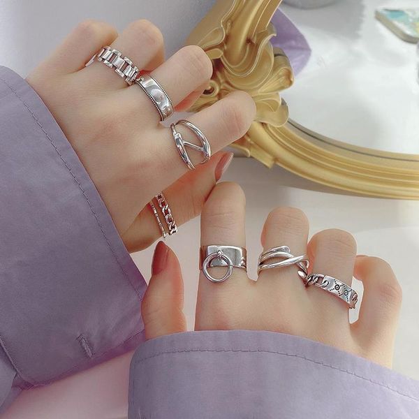 

cluster rings [miss z] online influencer ring women's ins fashion personality sterling silver special-interest design retro, Golden;silver