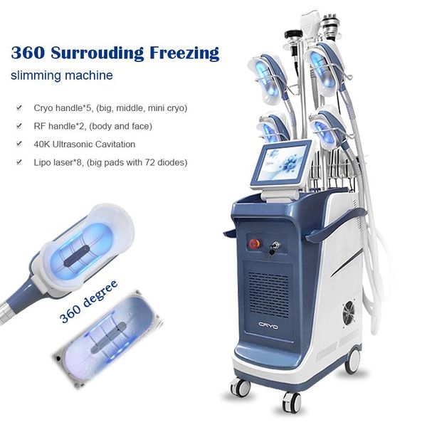 

2021 360° multifunction 5 in 1 cryolipolysis fat ing body slimming machine rf laser slimming machine