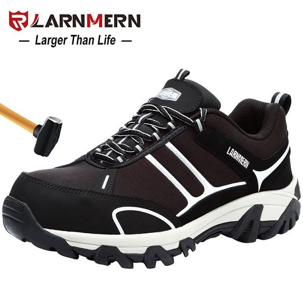 

boots larnmern mens work shoes steel toe safety comfortable lightweight anti-smashing non-slip construction protective footwear, Black