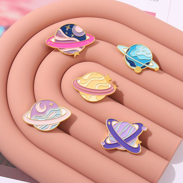 

European Colorful Space Star Planet Series Brooch Pin Unisex Women Universe Alloy Enamel Clothes Badge Backpack Business Suit Clothing Anti-emptied Pin Ornaments