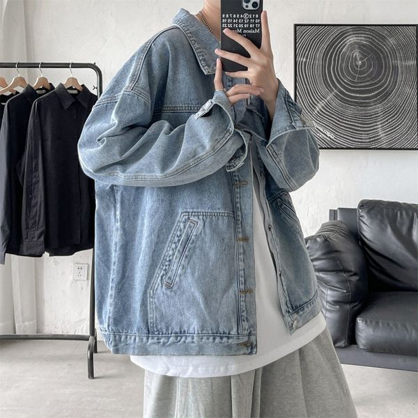 

men's jackets korean style jean jackets for teenage fashion preppy clothing trends of afflicted men denim streetwear men's p53u, Black;brown