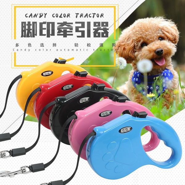 

dog collars & leashes pet cat products auto extend foot print leads goods