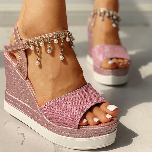 

sandals gigifox high heels leisure platform fashion chains summer women's wedges shoes female, Black