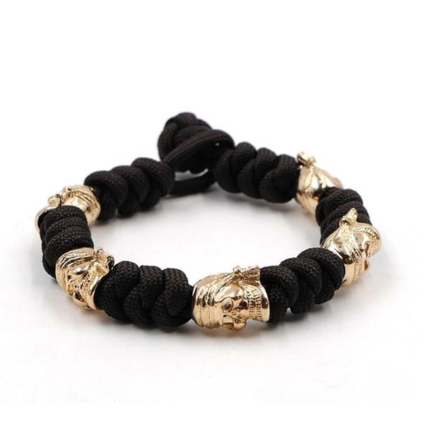

new punk style men skull woven bracelet umbrella rope survival bracelet hand-woven personality friendship bracelets for jllaqt