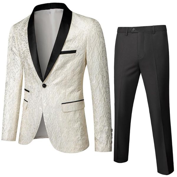 

men's suits & blazers foreign trade explosion business casual suit korean version of the wedding groom dress two-piece set p200, White;black