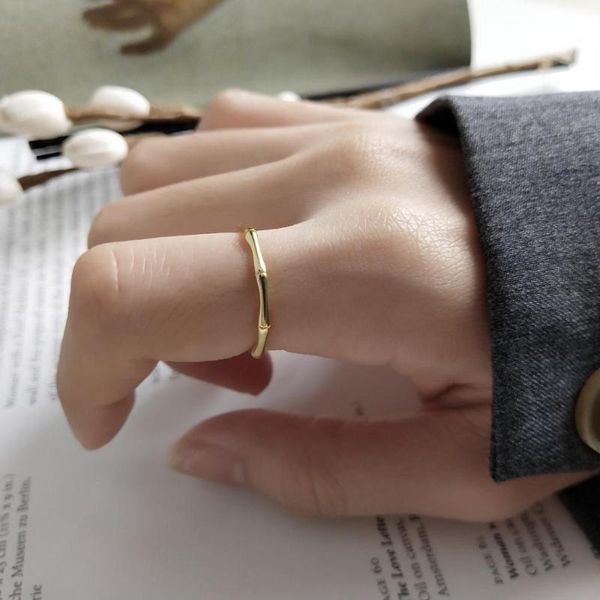 

cluster rings missye 2021 jewelry s925 sterling silver ring personality fashion adjustable bamboo festival all-match, Golden;silver