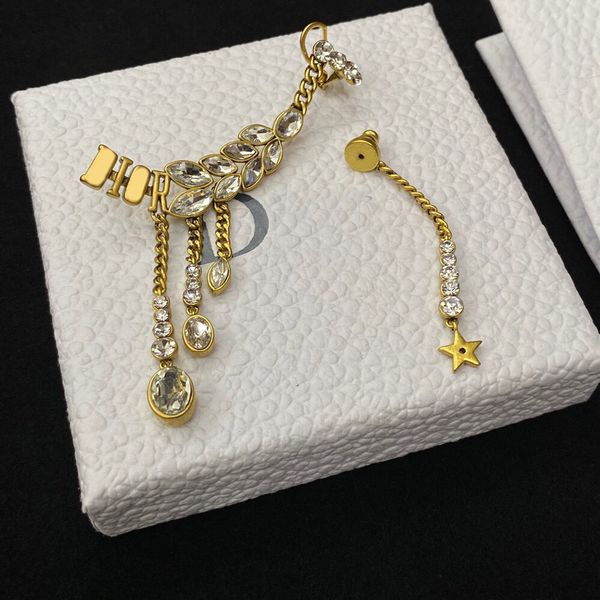 

charms 925 silver needle d jiadijia letter wheat ear inlaid with horse eye drill wings single tassel earring, Golden