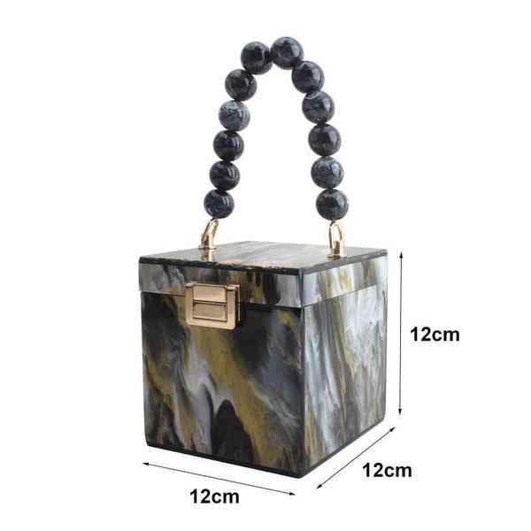 

functional amazing summer handbag women's acrylic clutch evening bag box shape pearl chain wedding purse luxury design 2020 party zd161