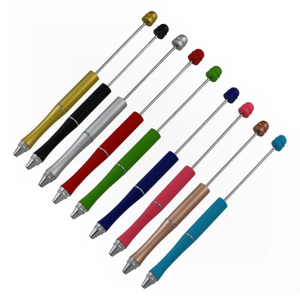 

diy christmas promotional gifts handmade children kids toy tools blank add a beaded beads replaceable ball pen beadable pen for play, Blue;orange