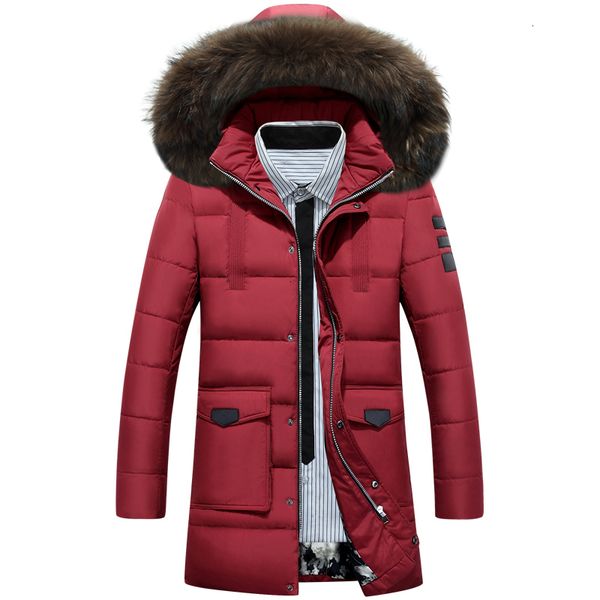 

fall- new men's 90% white duck down jacket mens brand winter jacket coat men fur collar hooded outdoor down jacket, Black