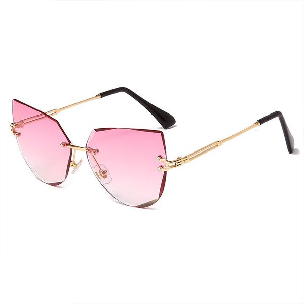 

sunglasses rimless cat eye design women metal sun glasses fashion lady shades uv400 eyewear oculos gafas de sol, White;black