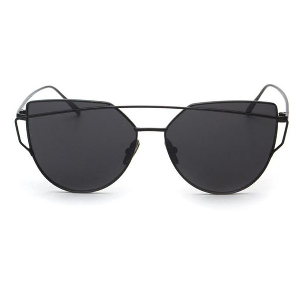 

summer fashion twin-beams classic women metal frame mirror sunglasses cat eye glasses outdoor 2021 #7, White;black