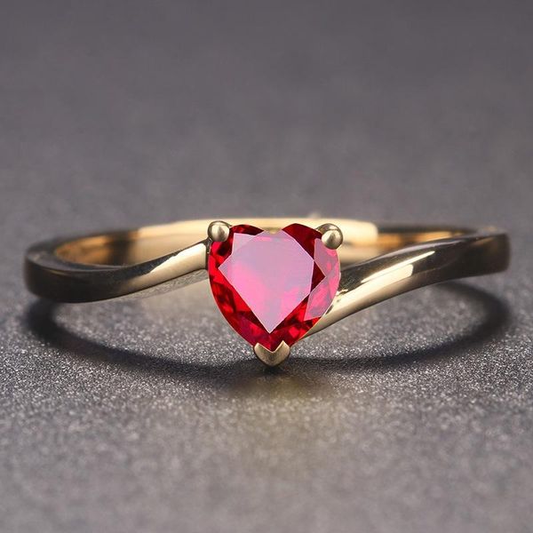 

wedding rings fashion simple heart for women female cute finger ring romantic birthday gift girlfriend zircon stone jewelry, Slivery;golden