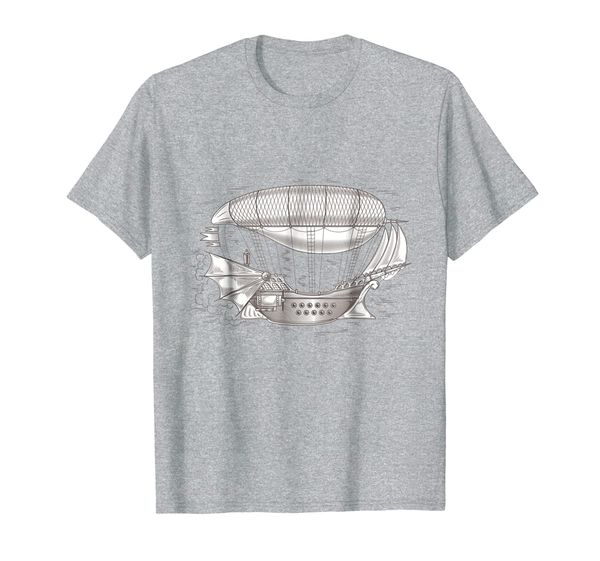 

airship steampunk t-shirt vintage dirigible balloon tee, White;black