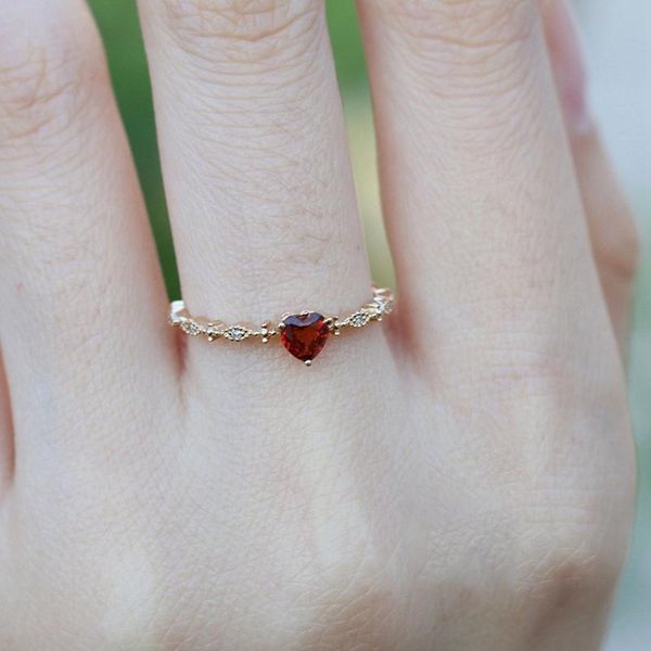 

wedding rings simple heart ring for women female cute finger romantic birthday gift girlfriend fashion zircon stone jewelry, Slivery;golden
