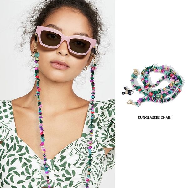 

2021 bohemian stone beads glasses chains multi-color non-slip sunglasses chains fashion anti-slip reading rope chain