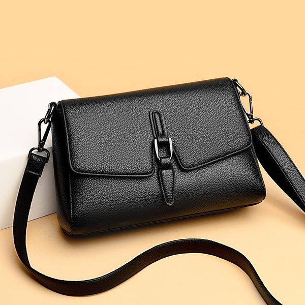 

evening bags black flap women's tote bag luxury pu leather shoulder lychee pattern crossbody messenger female all match handbags sac