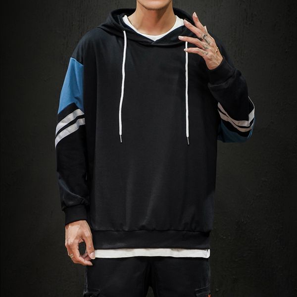 

2021 new casual men hip hop hooded mens harajuku autumn sweatshirts male japanese streetwear loose hoodies xgye, Black