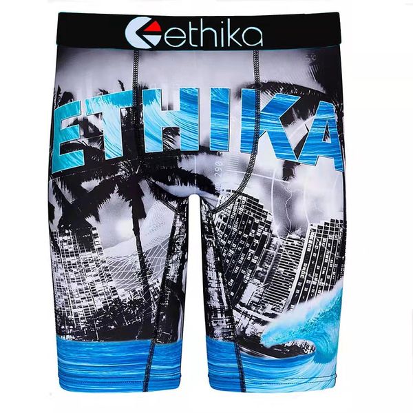

underpants ethika tight and extended camouflage sports underwear ice silk anti-wear leg men's flat pants long leg running 378, Black;white