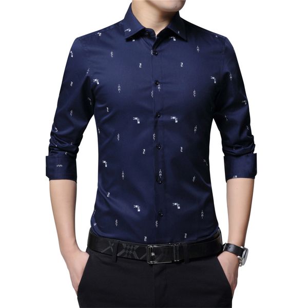 

2021 autumn new arrival long sleeve sharp collar dot print formal shirts for korean men clothes a78b, White;black