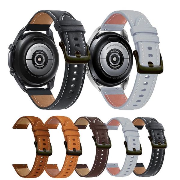 

watch bands suitable for samsung galaxy watch3 strap active2 leather 22 / 20 in stock, Black;brown