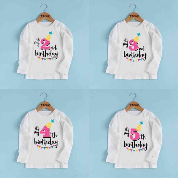 

girls happy birthday number 1 9 letter print t shirt baby long sleeve clothes kids funny shirt,lkp2432, Blue