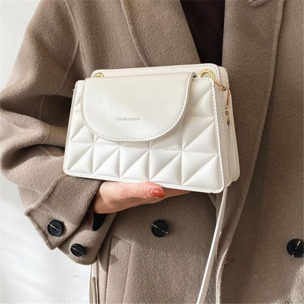 

cross body female sewing thread pattern pu leather shoulder bags clamshell small square messenger bag women's solid color designer hand