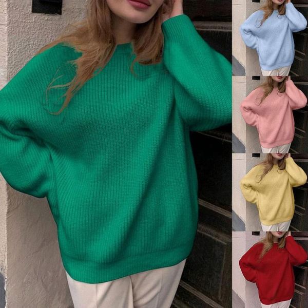 

women's sweaters ladies round neck knitwear pure color thicken casual fashion all-match knitted, White;black