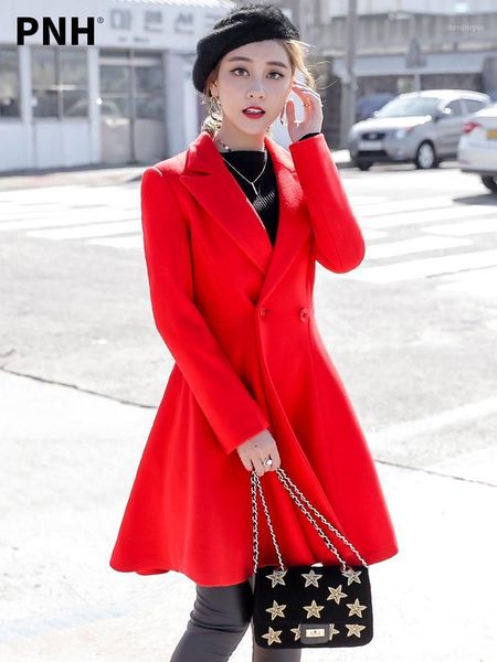 

women's wool & blends red tweed coat autumn and winter 2021 small hepburn windbreaker waist down slim woollen, Black