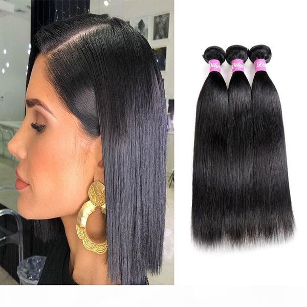 

dilys straight hair extensions peruvian idian malaysian brazilian unprocessed human hair bundles natural color 8-28 inches, Black