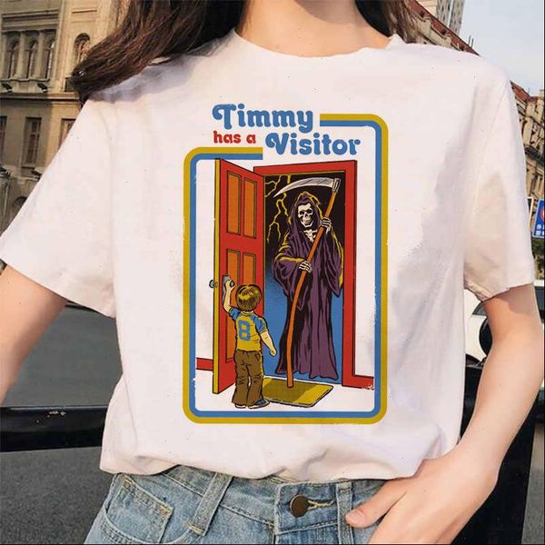

womens t shirt 2021 evil satanism grim death female t shirt funny psychedelic horror harajuku t shirt satan, White