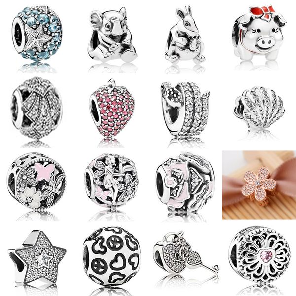 

new 2021 100% 925 sterling silver 791905czf oceanic starfish charm with diy women original bracelet fashion jewelry, Black