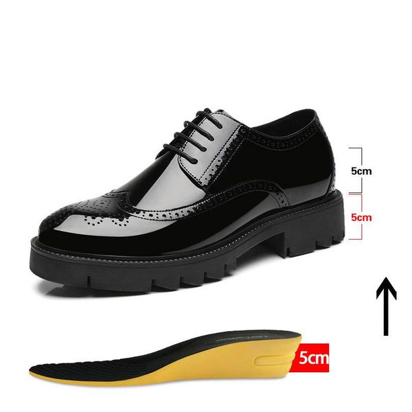 

cm elevator shoes for men 8cm height increasing mens casual business brogue shoes hidden heels male dress, Black