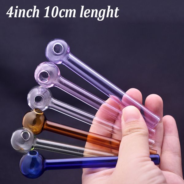 Großhandel 4 Zoll buntes Glas Ölbrennerrohr dicke berauschende gerade Rauchwasserrohre für Dab Rig Bong Rauchzubehör Werkzeuge Fabrikpreis