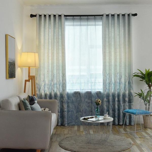 

2021 new linen fabric curtain seaweed printed curtain finished in living room bedroom study