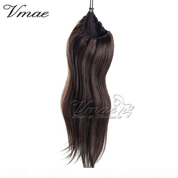 

drawstring ponytail human hair 100g 14 to 26 inch vmae straight natural 613 brown extensions remy hiar horsetail tight hole straight, Black