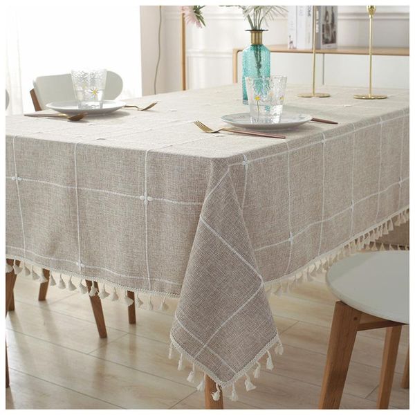 

table cloth tassel plaid tablecloth solid imitation cotton mantel tablecloths dining covers coffee