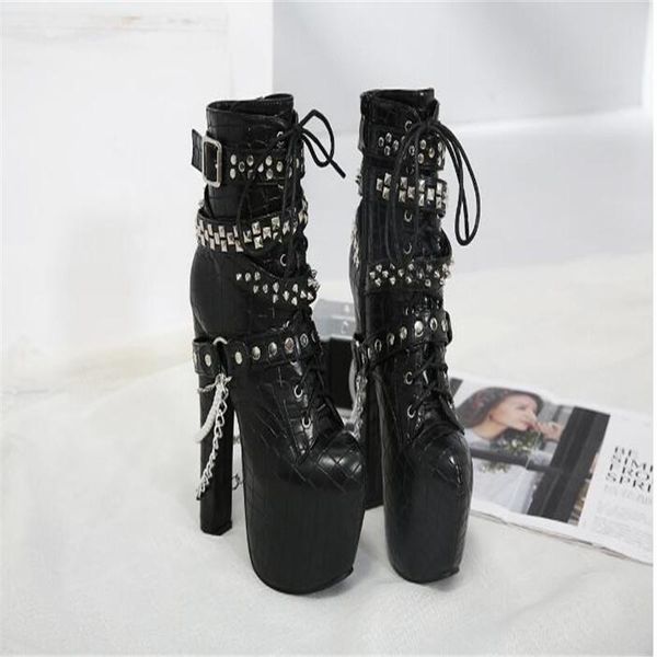 

boots bbzai shoes woman 16cm pumps waterproof platform 6cm comfort metal decoration feminino fashion show amazing usa 3-8 9, Black