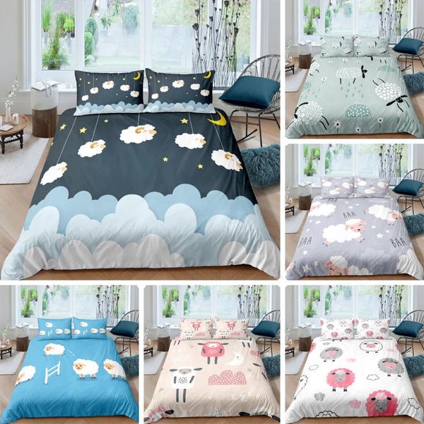 

bedding sets cartoon sheep set for teens girls  king size cute comforter duvet cover 2/3pcs luxury quilt covers pillowcases