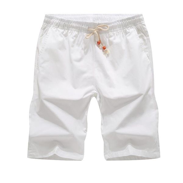 

men's shorts 2021 summer calf-length male boardshorts cotton 100 beach elastic waist bottoms casual bermuda trousers 1028, White;black
