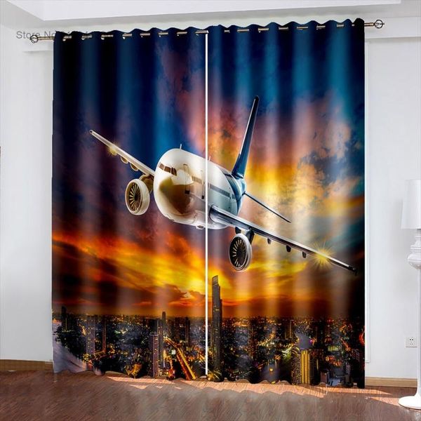 

curtain & drapes airplane 3d printing window curtains modern living room for bedroom home decor blackout with ring top