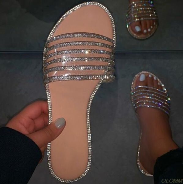 

spring/summer new women 2021 strass plate casual slippers outdoor wild sandals home sustainable pvc beach flip flop dame, Black